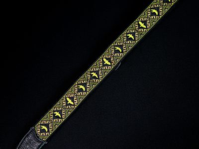 PRS Jacquard Hootenanny Style Guitar Strap Yellow & Black Birds