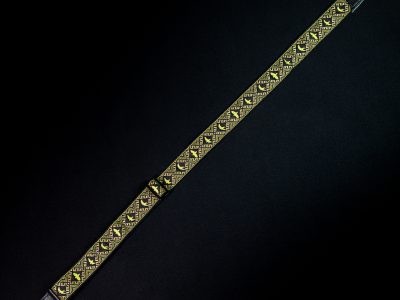 PRS Jacquard Hootenanny Style Guitar Strap Yellow & Black Birds