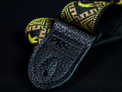PRS Jacquard Hootenanny Style Guitar Strap Yellow & Black Birds