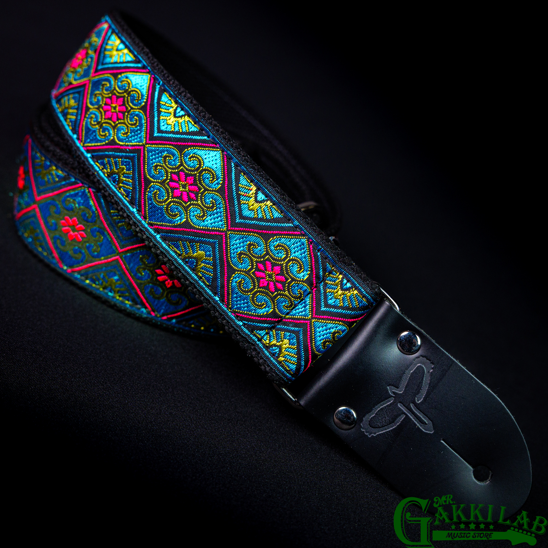 PRS Deluxe 2" Retro Jacquard Guitar Strap Teal/Gold