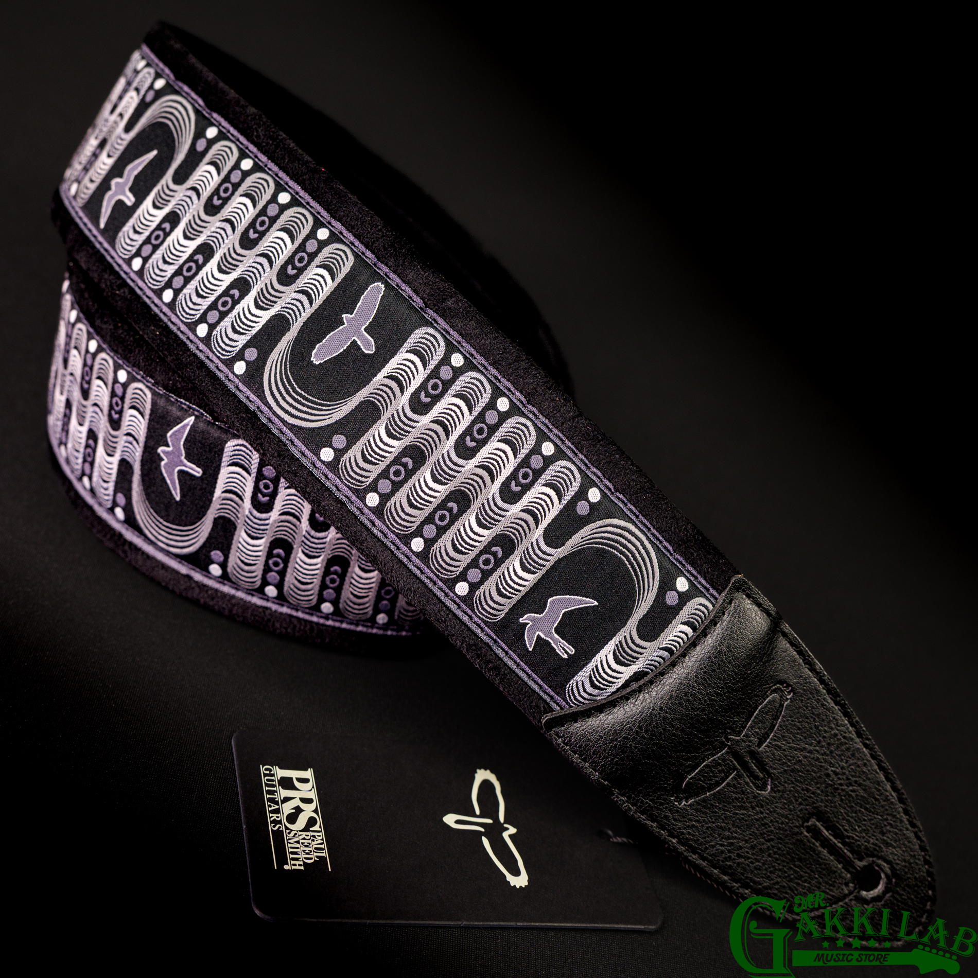 Paul Reed Smith(PRS) 2.4inch Padded Guitar Strap w/FLASH Custom Jacquard Birds Wavelength Charcoal