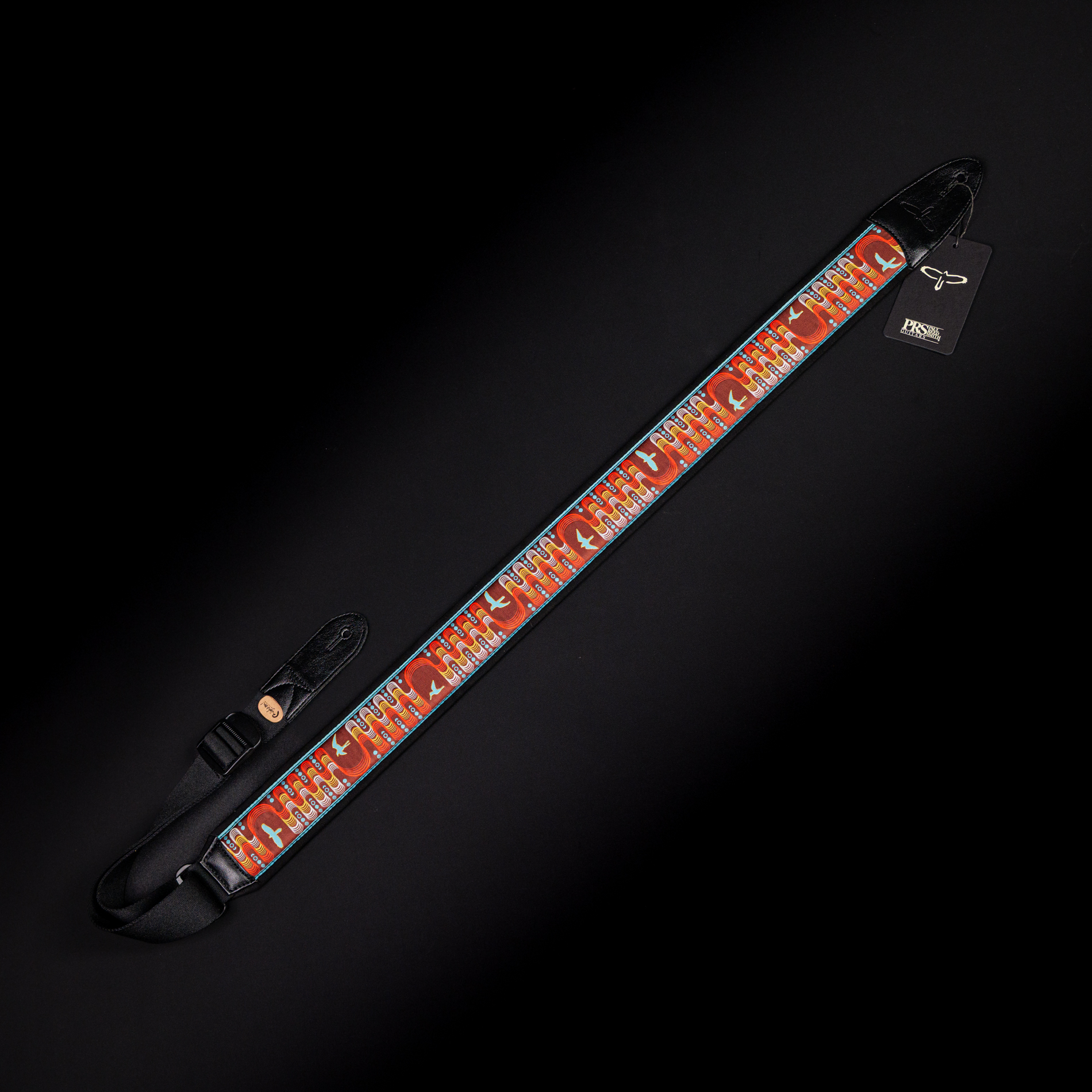 Paul Reed Smith(PRS) 2.4inch Padded Guitar Strap w/FLASH Custom Jacquard Birds Wavelength Orange