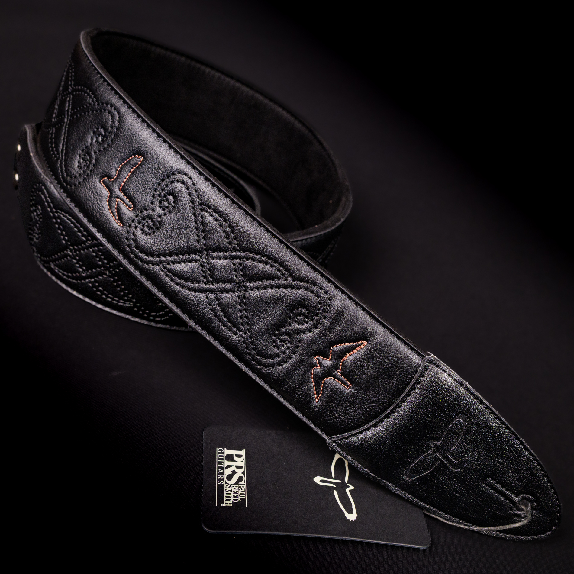 Paul Reed Smith(PRS) 2.4inch Padded Guitar Strap w/RAS Custom Leather (Faux) Birds Black