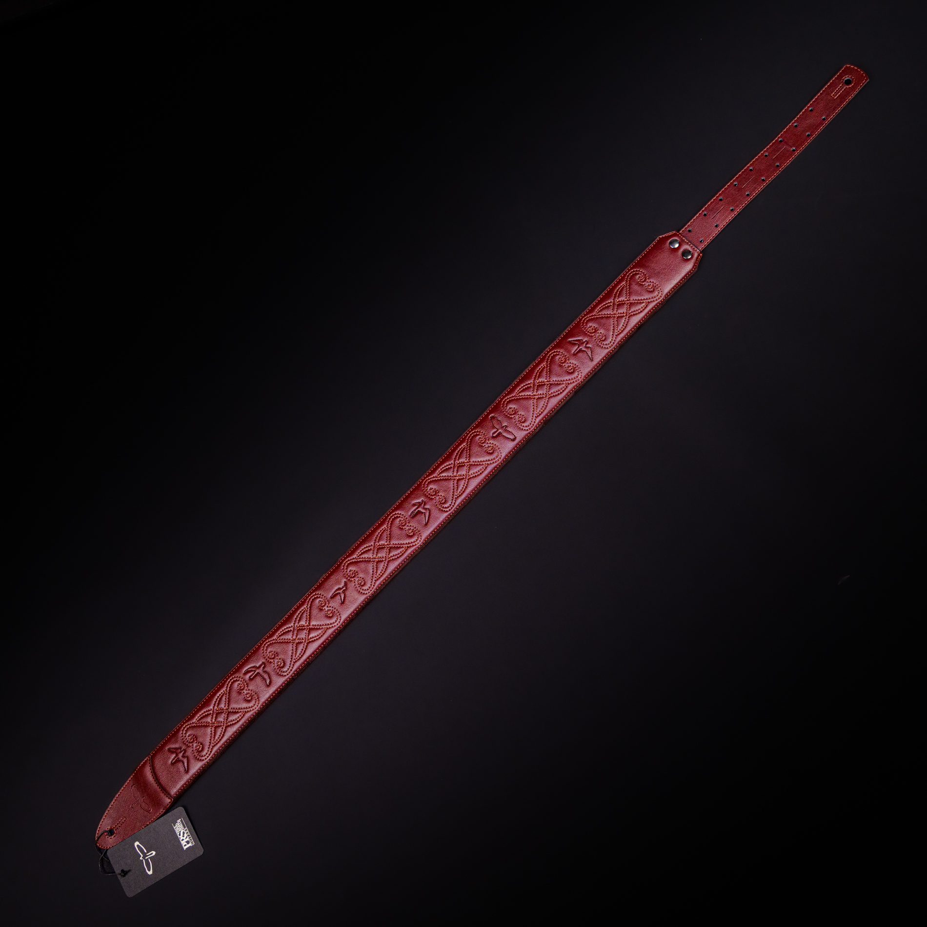 Paul Reed Smith(PRS) 2.4inch Padded Guitar Strap w/RAS Custom Leather (Faux) Birds Sanguine