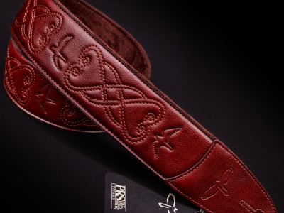Paul Reed Smith(PRS) 2.4inch Padded Guitar Strap w/RAS Custom Leather (Faux) Birds Sanguine