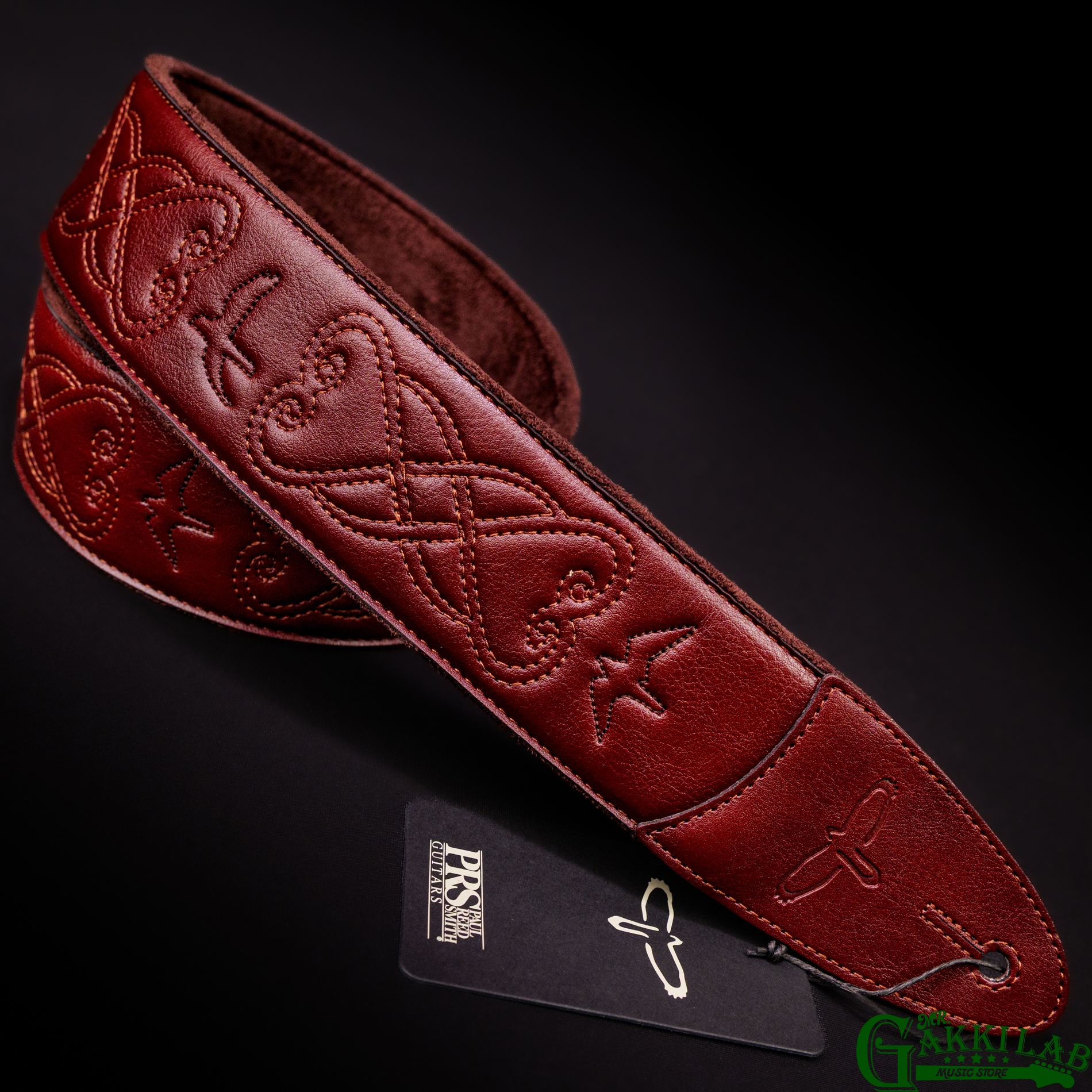 Paul Reed Smith(PRS) 2.4inch Padded Guitar Strap w/RAS Custom Leather (Faux) Birds Sanguine