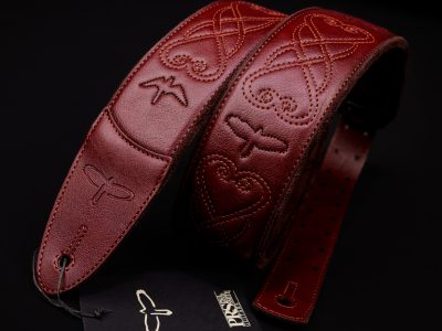 Paul Reed Smith(PRS) 2.4inch Padded Guitar Strap w/RAS Custom Leather (Faux) Birds Sanguine