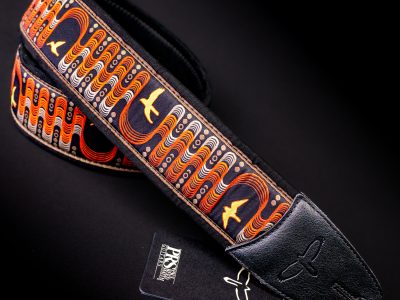 Paul Reed Smith(PRS) 2.4inch Padded Guitar Strap w/FLASH Custom Jacquard Birds Wavelength Red