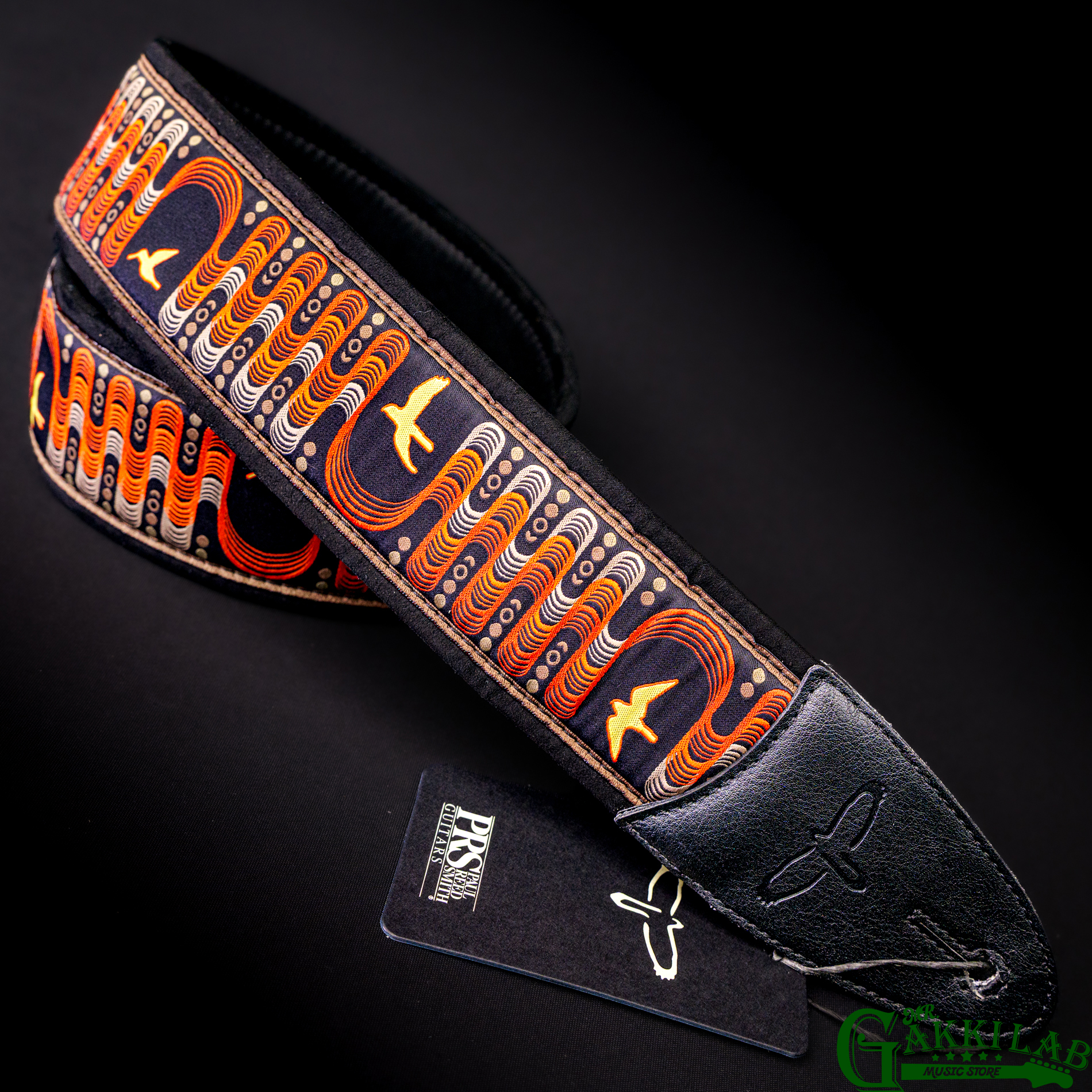 Paul Reed Smith(PRS) 2.4inch Padded Guitar Strap w/FLASH Custom Jacquard Birds Wavelength Red