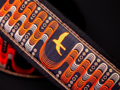 Paul Reed Smith(PRS) 2.4inch Padded Guitar Strap w/FLASH Custom Jacquard Birds Wavelength Red