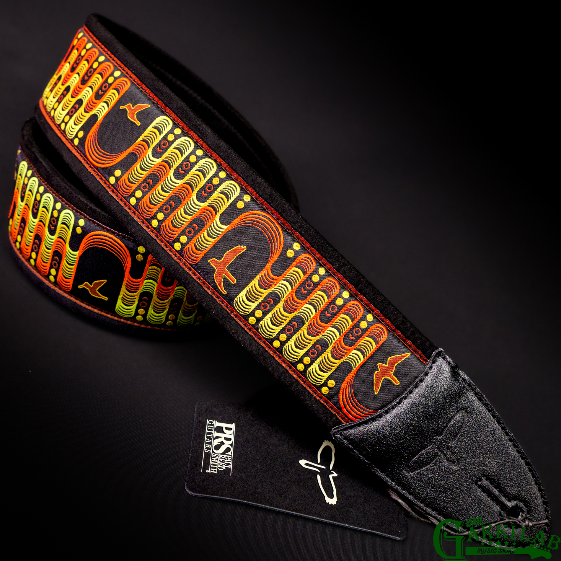 Paul Reed Smith(PRS) 2.4inch Padded Guitar Strap w/FLASH Custom Jacquard Birds Wavelength Yellow