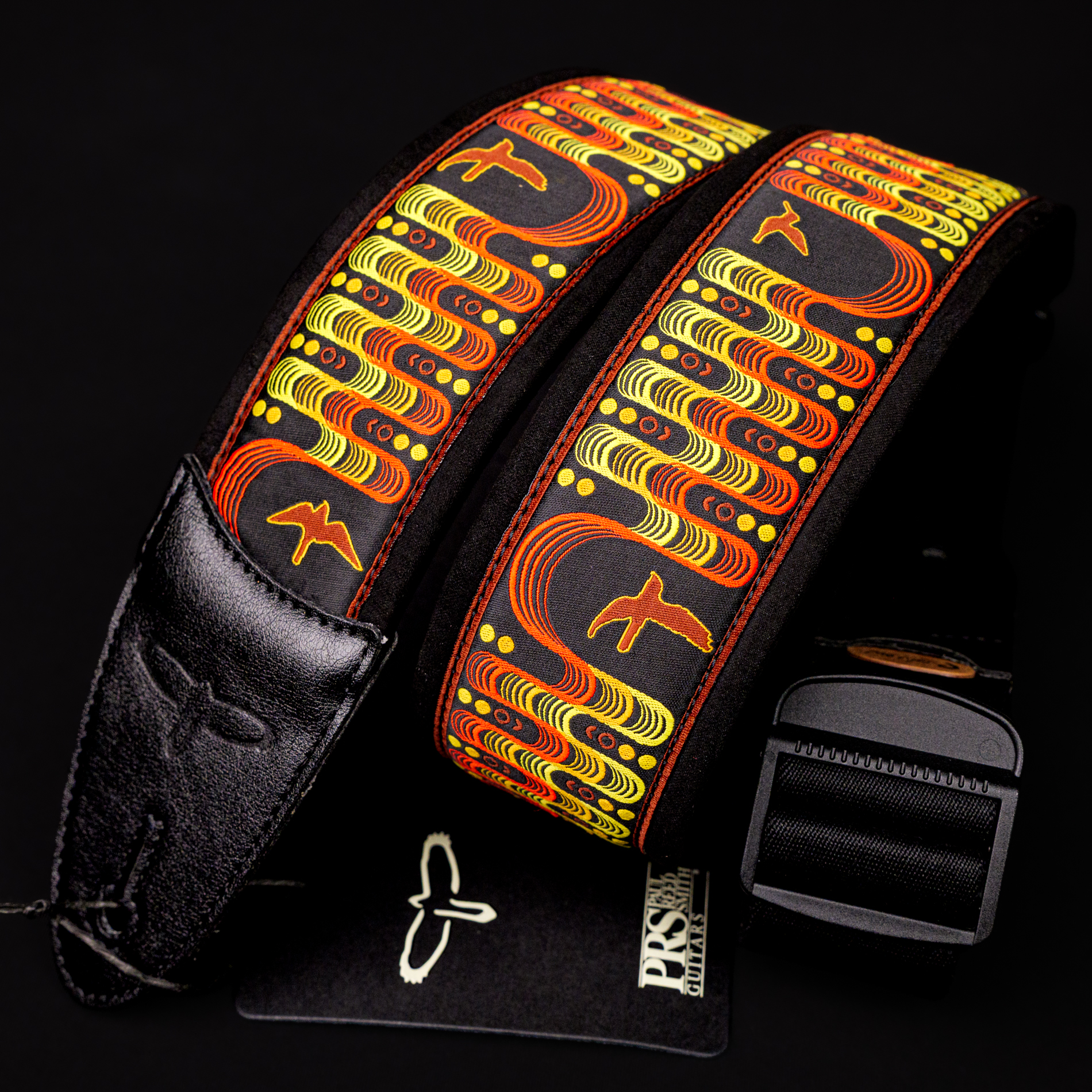 Paul Reed Smith(PRS) 2.4inch Padded Guitar Strap w/FLASH Custom Jacquard Birds Wavelength Yellow
